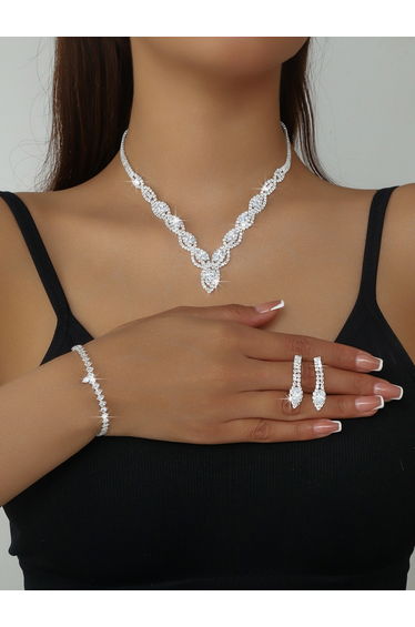 3-Piece Embellished Necklace, Bracelet And Earrings Jewelry Set
