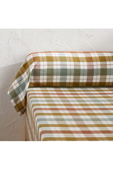 Molgan Tartan 100% Cotton Flannel Bolster Pillowcase