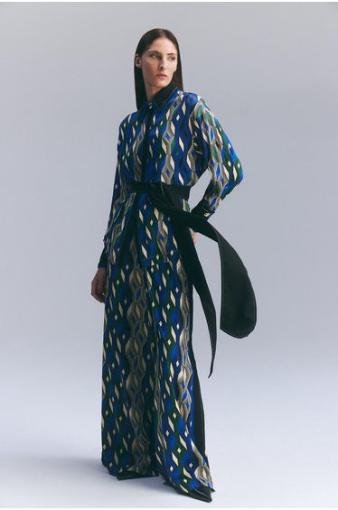 Amelia Graham Printed Viscose Satin Hight Waist Trouser
