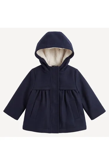 Fluffy-Lined Hooded Coat