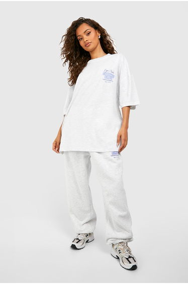 DSGN Studio Sports Bubble Slogan Oversized T-shirt - ash grey