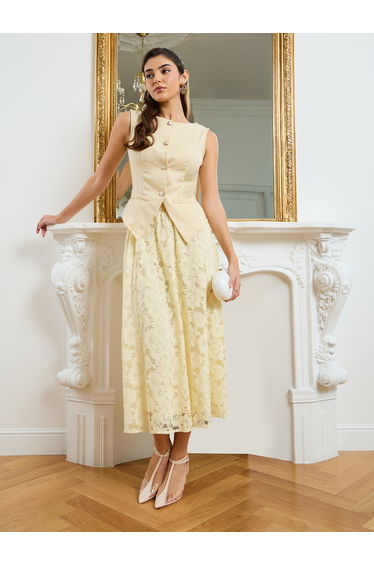 Women Yellow Tweed Waistcoat