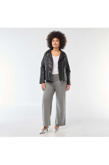 Ribbed Knit Comfort Trousers GREY