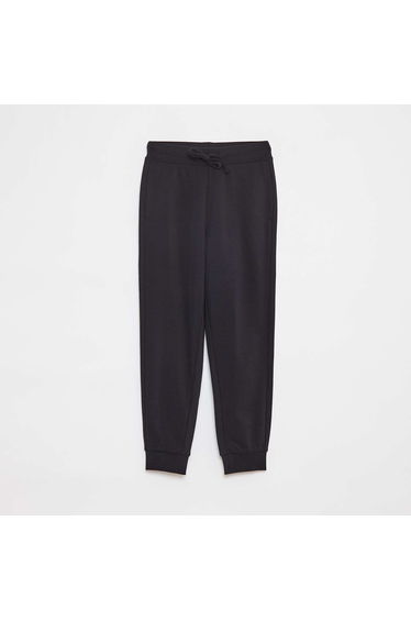 Plain joggers with elasticated waist BLACK