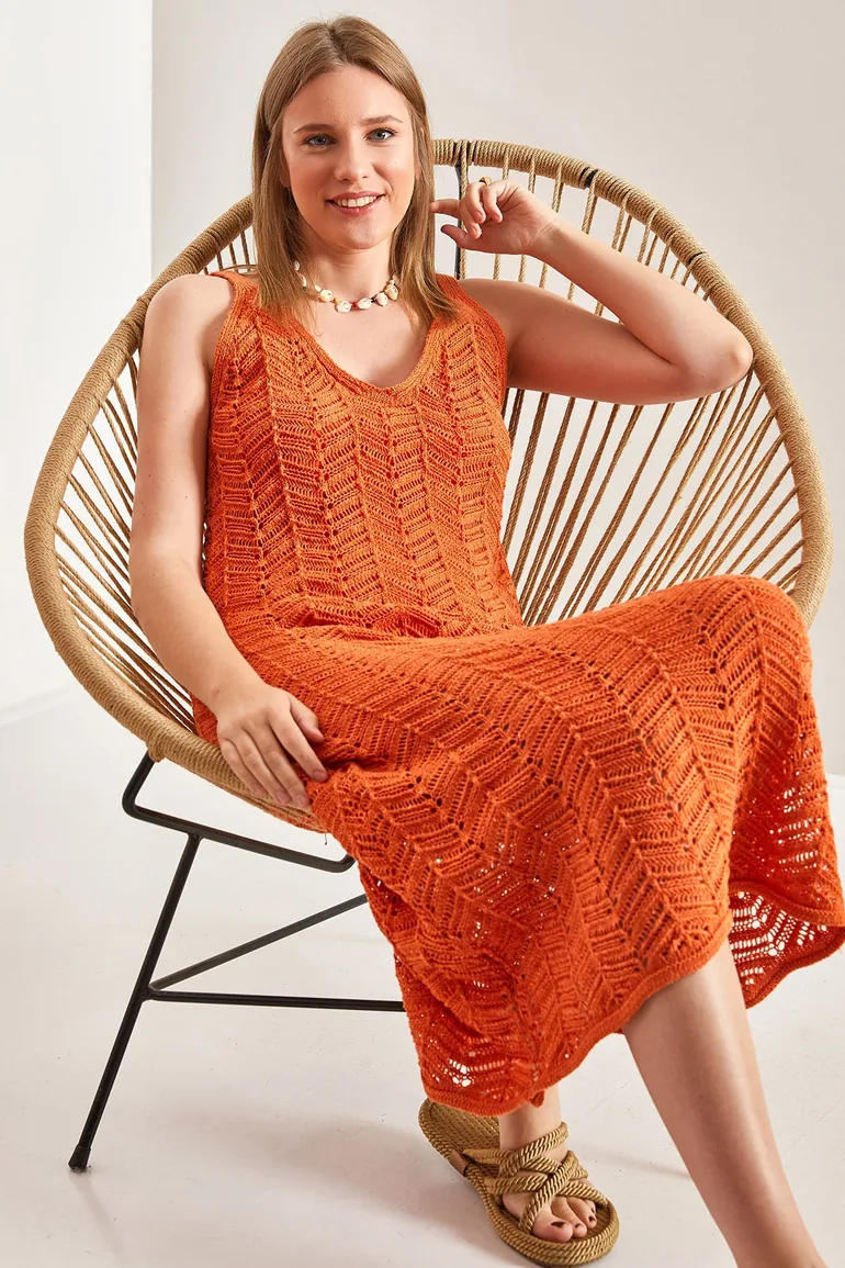 Women's Strapless, Openwork Summer Sweater Dress - 4