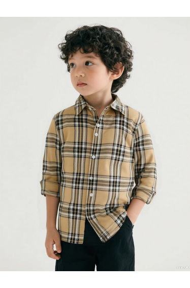 Boys Checked Button Up Long Sleeve Shirt