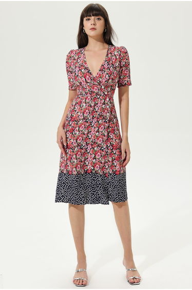 Mélanie Floral V-Neck Belted Midi Dress