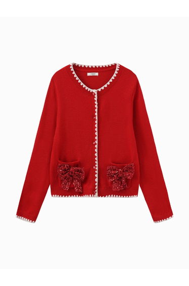 Girls' Cardigan with Decorative Bows