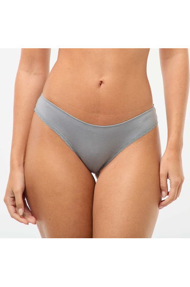Pack of 3 cotton and lace briefs BLUE