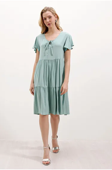 Short V Neck Dress - D. Mint