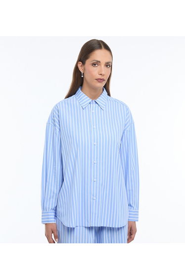 BCBG STRIPED POPLIN SHIRT