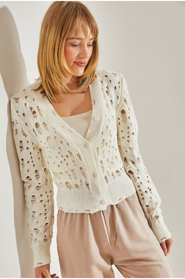Women's Long Sleeve Openwork Cardigan