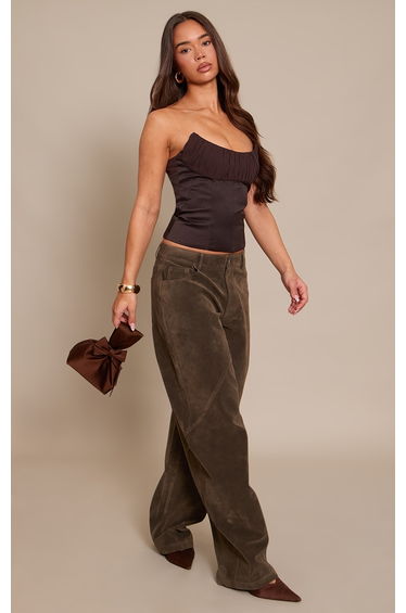 Dark Chocolate Chiffon Bust Bandeau Corset