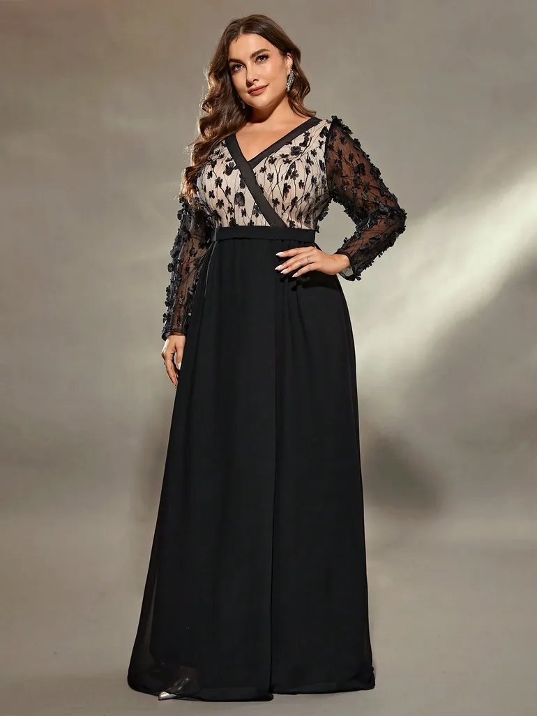 long sleeve plus size graduation dress Amazon.com: Ever-Pretty V Neck Long Sleeves Applique Chiffon Plus Size Long Ball Gown Formal Evening Dress for Women Black US14 : Clothing, Shoes & Jewelry