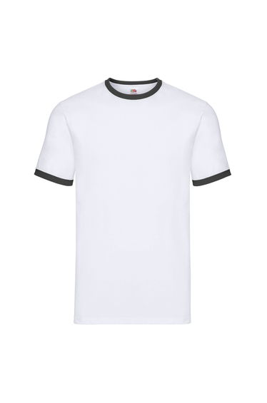 Fruit of the Loom Mens Ringer T-Shirt - White/Black