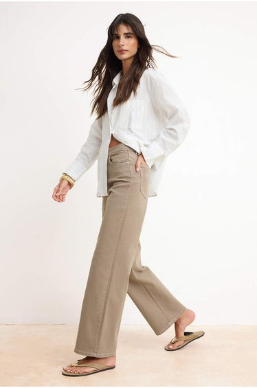 Mink High Waist Wide Leg Comfort/Flexible Wide Leg Jeans