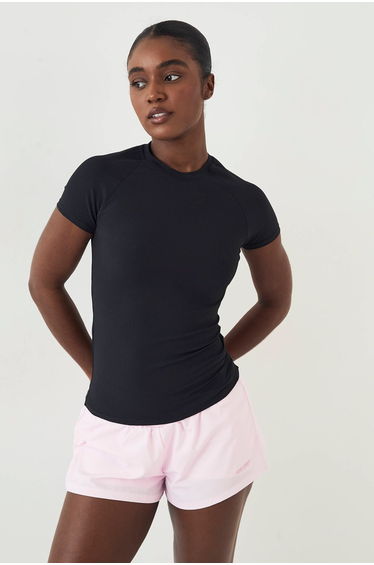 DSGN Studio Sculpt Rib Short Sleeve Top - black