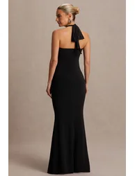 chinese dress ladies Maternity Maxi Halter Neck Layered Frill Trim Dress – Elonnashop main image 0