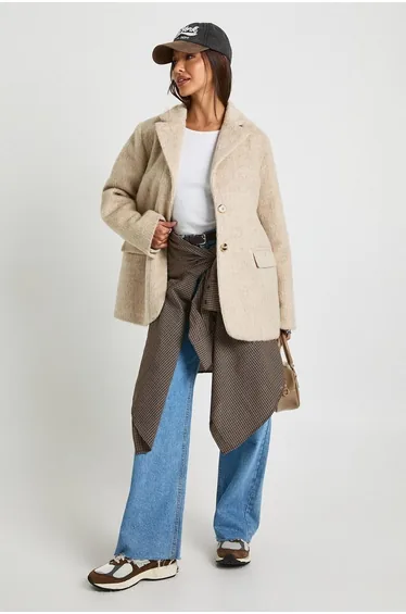 Premium Wool Look Blazer - stone