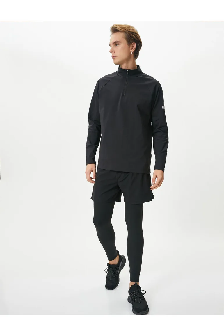 Leggings Shorts Sport Waist Lace Pocket Detailed - 1