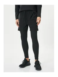 Leggings Shorts Sport Waist Lace Pocket Detailed - 2
