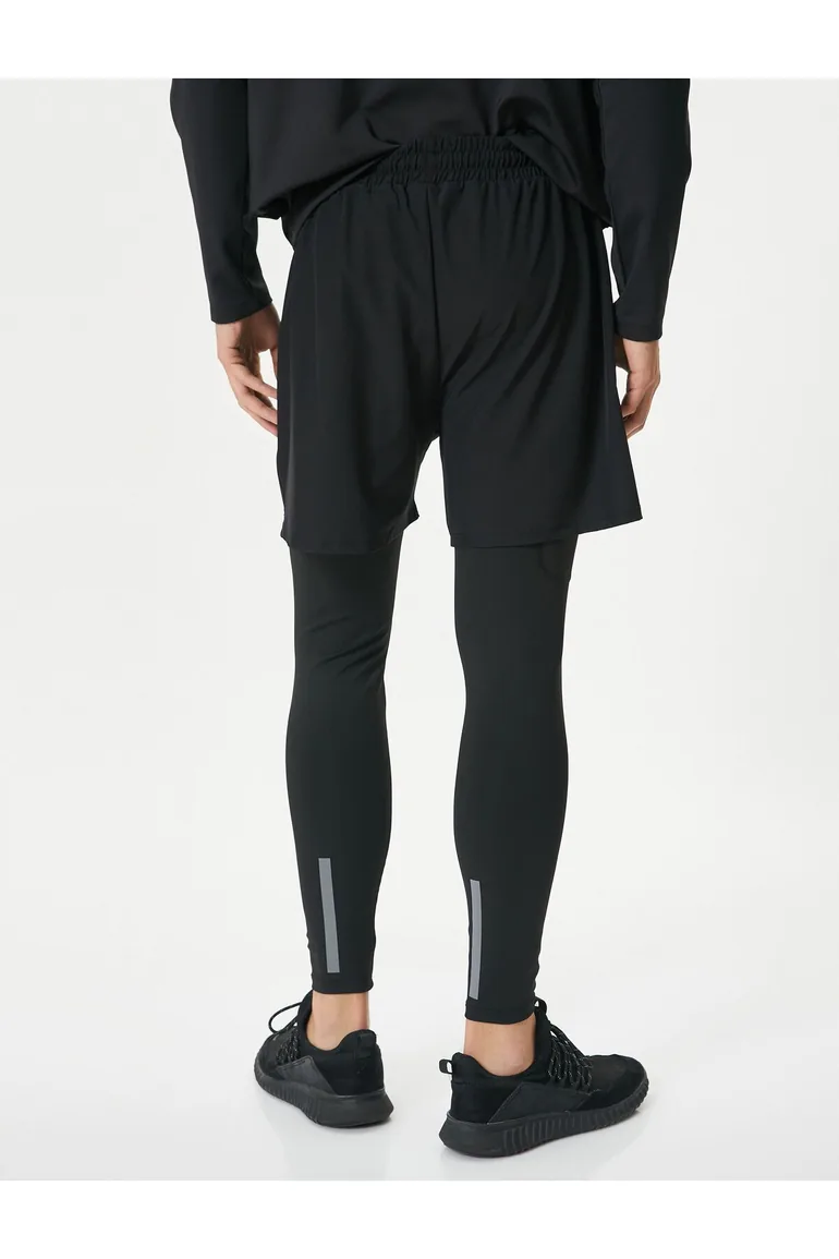 Leggings Shorts Sport Waist Lace Pocket Detailed - 3