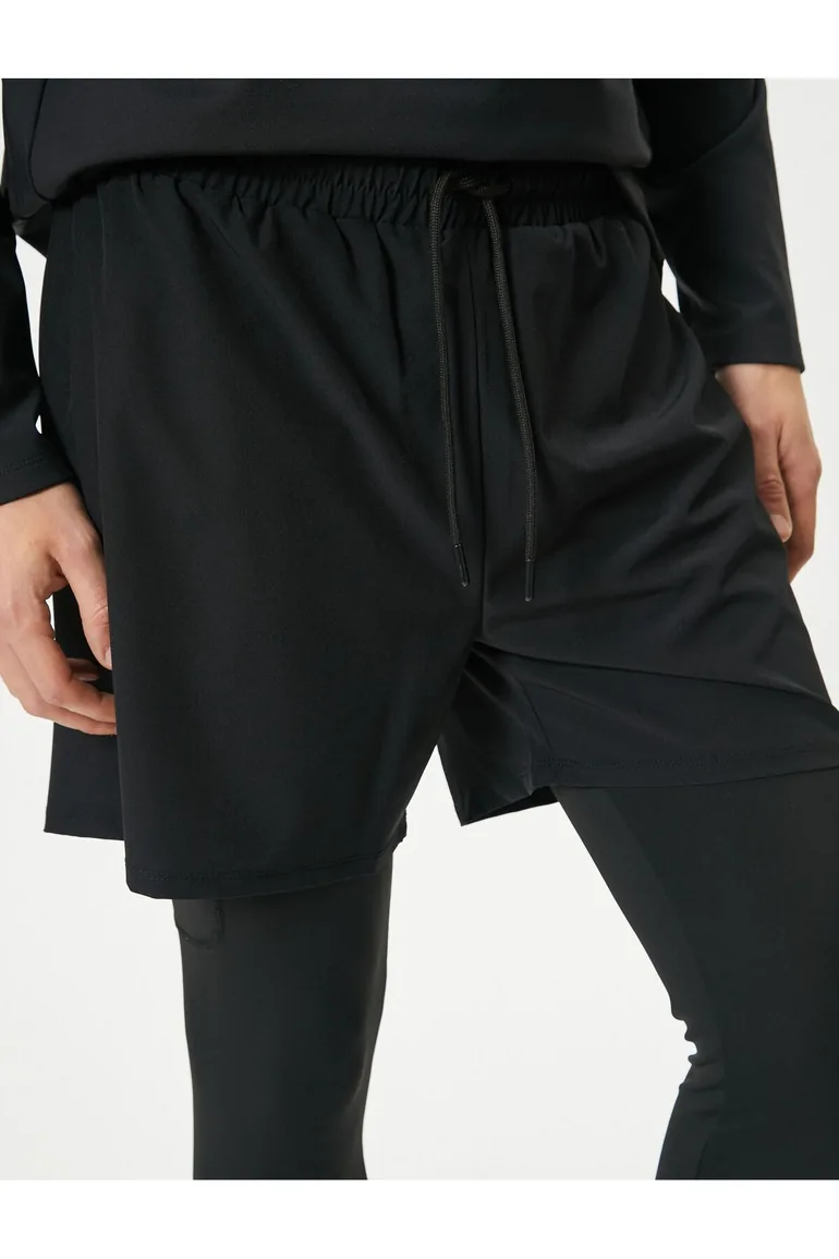 Leggings Shorts Sport Waist Lace Pocket Detailed - 4