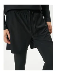 Leggings Shorts Sport Waist Lace Pocket Detailed - 4