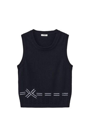 Girls' Knit Sweater Vest with Bow Detail