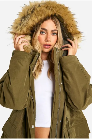 Hooded Pocket Detail Parka