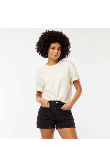High-waisted denim shorts with 4 patch pockets GREY