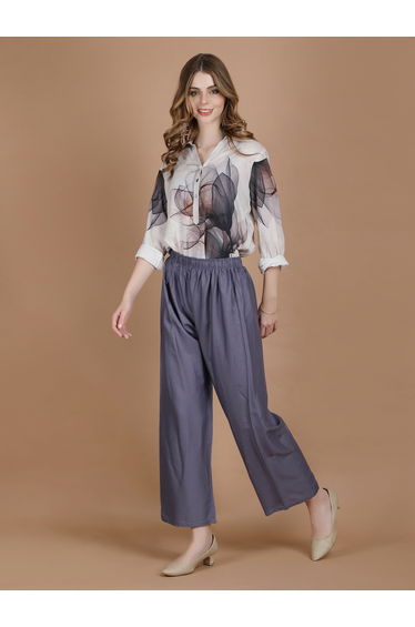Grey Wide Leg Ethnic Palazzos