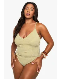 PLUS TEXTURED STRIPE SCOOP SWIMSUIT - 2