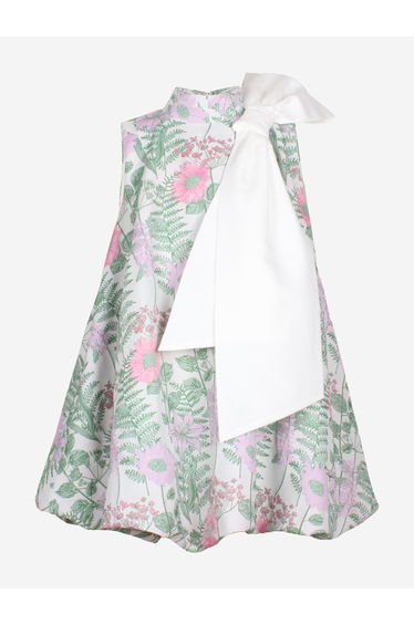 Jessie And James Girls Enchanted Forest Jacquard Dress in Green