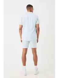 طقم شورت و قميص كتان بأكمام قصيرة - 1