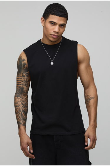 Black Regular Palm Graphic Tank - black