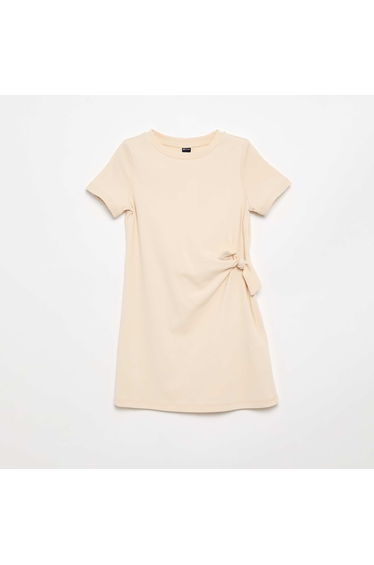 T-shirt dress with side knot BEIGE