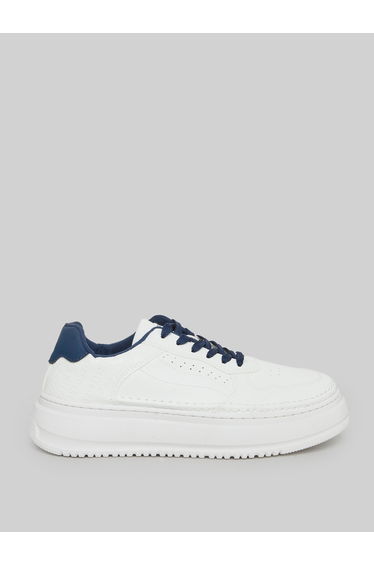White Platform Lace-Up Sneakers