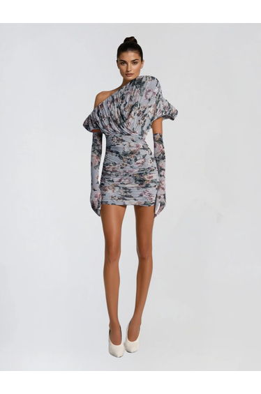 Kuiper Off Shoulder Floral Mini Dress With Gloves