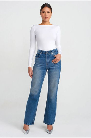 DILVIN Women’s Slim-fit Boat Neck Long-sleeve Blouse