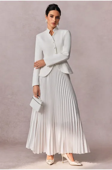 Christine Embroidery Pleated Skirt Set