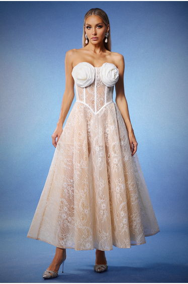 Kolia Flrs Lace Strapless Maxi Dress