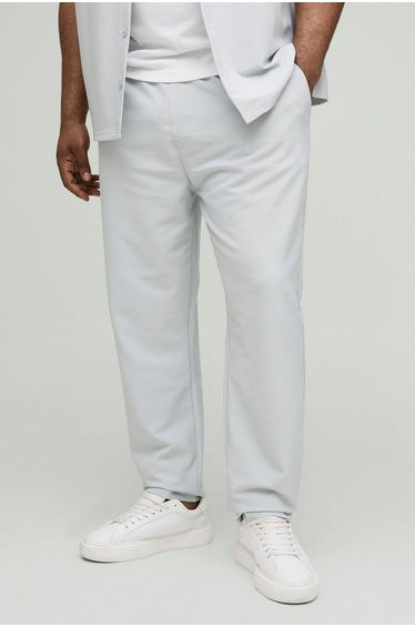 Plus Elasticated Waist Technical Stretch Slim Trousers - light grey