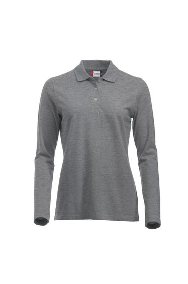 Clique Womens/Ladies Classic Marion Melange Long-Sleeved Polo Shirt - Grey Melange