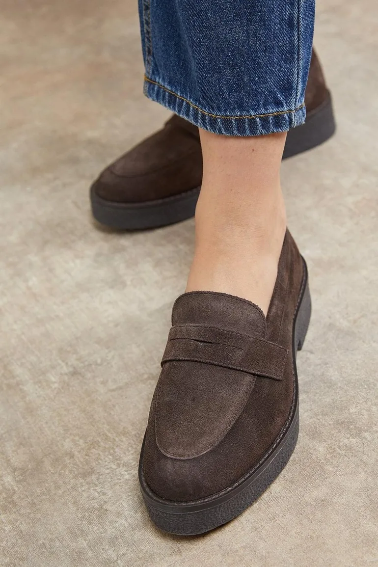 Butter Suede Chunky Penny Casual Loafers - 3