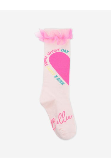 Girls Tulle Ruffle Heart Socks in Pink