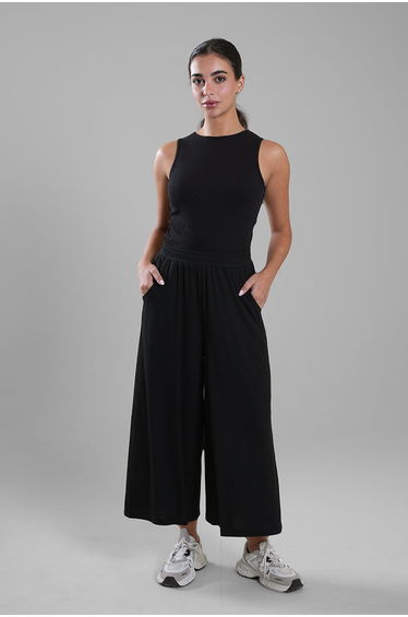 Wide-Leg Elastic Waist Pants