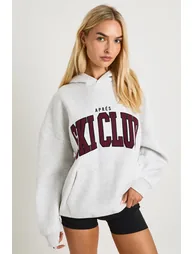 هودي بوهو رمادي بأكمام طويلة