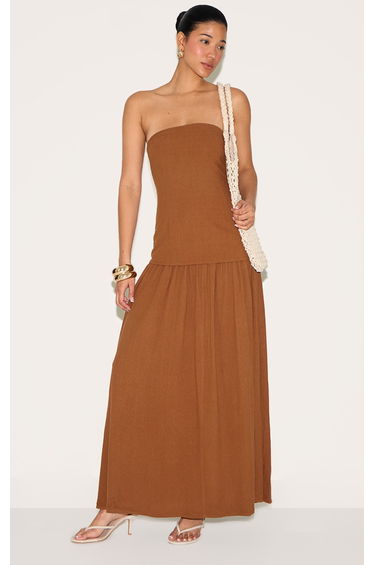 Chestnut Bandeau Long Line Maxi Dress