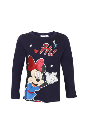 Minnie Mouse Girls Hi Glitter T-Shirt - Navy